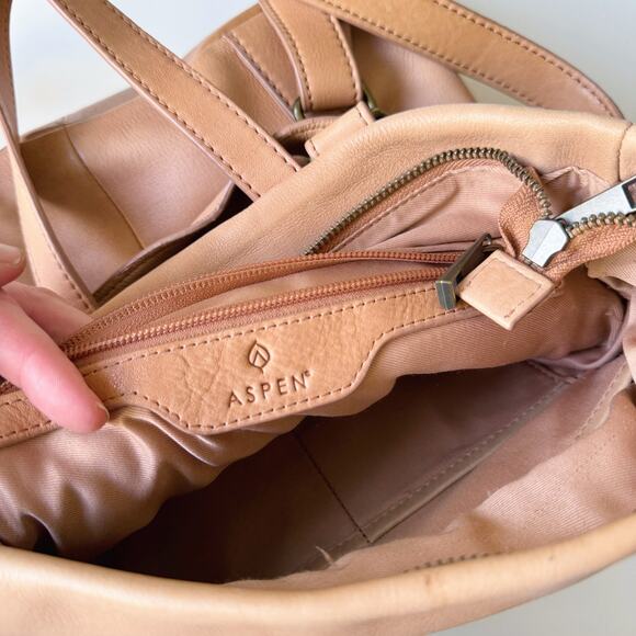 Aspen Tan Leather Convertible Backpack - Picture 9 of 10